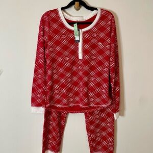Tommy Hilfiger Christmas Red Plaid Pajama Set Large